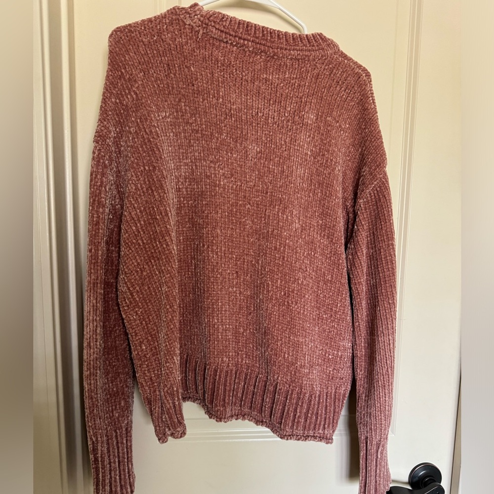 Aeropostale, salmon colored chenille sweater, size large. Super soft! - Picture 3 of 5